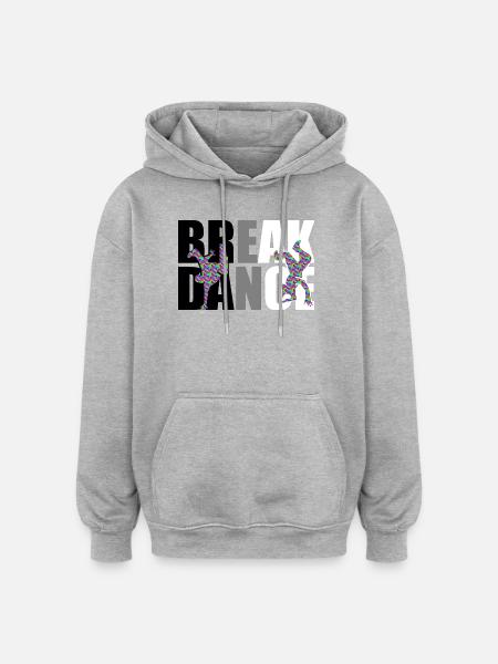 Colorful Breakdance Silhouettes on Contrast - Oversized Unisex Hoodie - heather grey