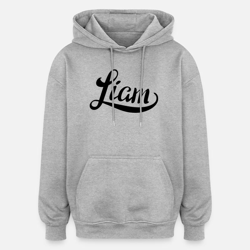 Nom Liam - Sweat à capuche oversize unisexe - gris chiné