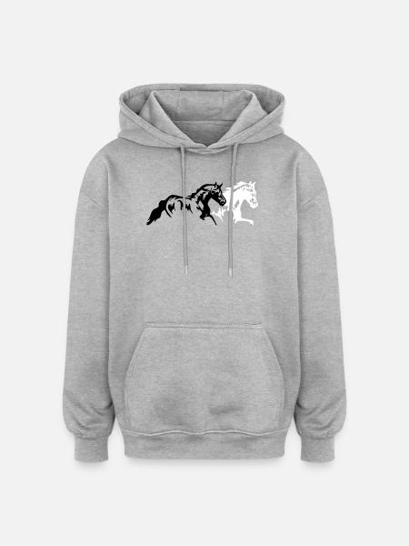 horses stallion mare foal - Oversized Unisex Hoodie - heather grey