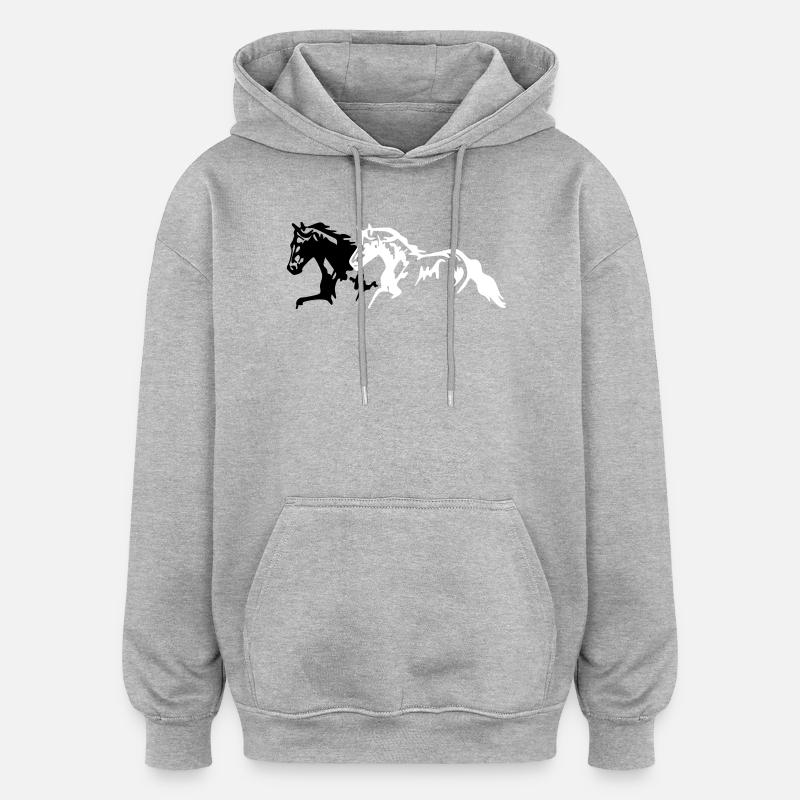 Horses stallion - mare - foal - Oversized Unisex Hoodie - heather grey