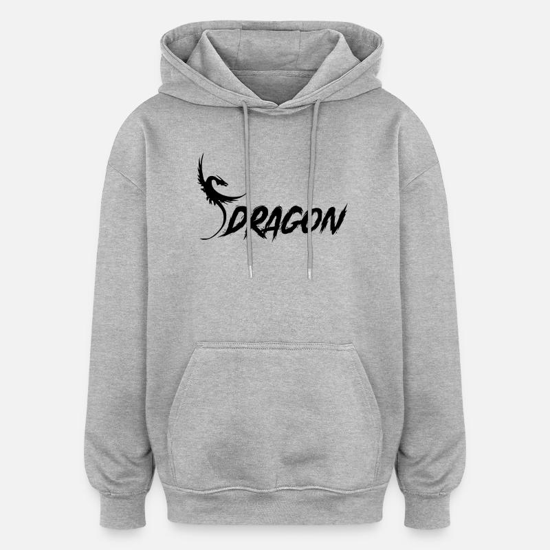 Dragon - Drache - Sweat à capuche oversize unisexe - gris chiné