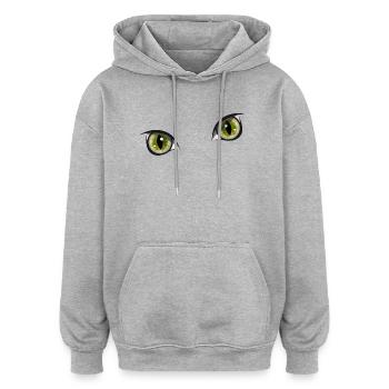 realistische grüne Katzenaugen - Oversized Unisex Hoodie - Grau meliert - Vorne - Noah (186cm)