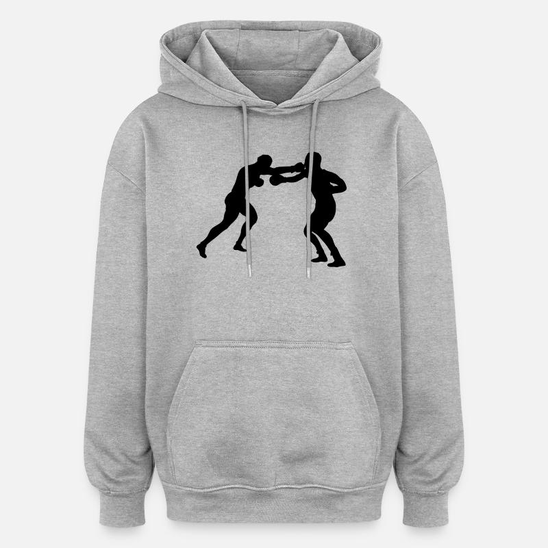 Combat de boxe - Sweat à capuche oversize unisexe - gris chiné