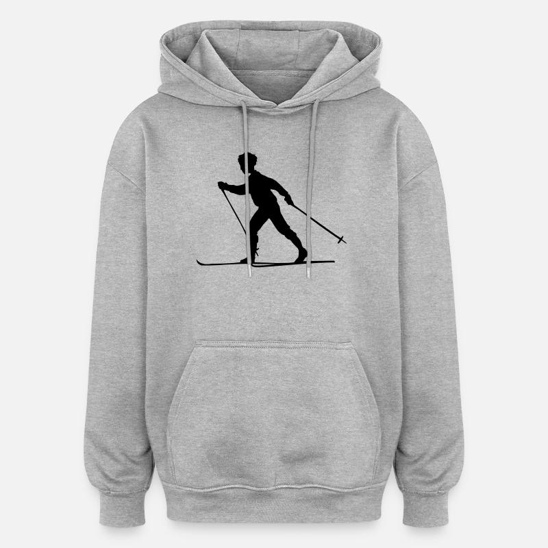 Ski de fond - Sweat à capuche oversize unisexe - gris chiné