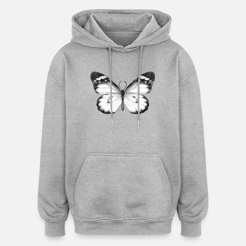 Papillon monochrome - Sweat à capuche oversize unisexe - gris chiné