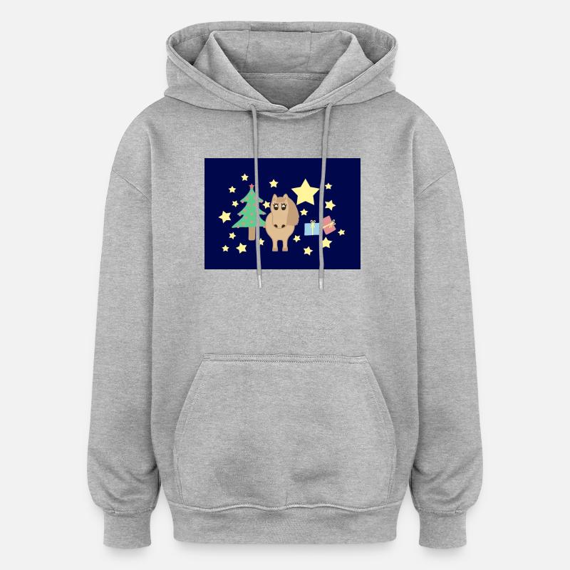 Cheval poney noël bleu - Sweat à capuche oversize unisexe - gris chiné