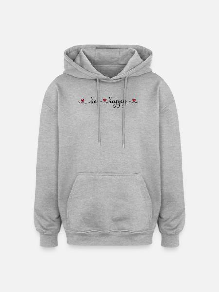 be happy - Oversized Unisex Hoodie - Grau meliert