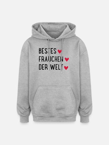 Bestes Frauchen der Welt - Oversized Unisex Hoodie - Grau meliert