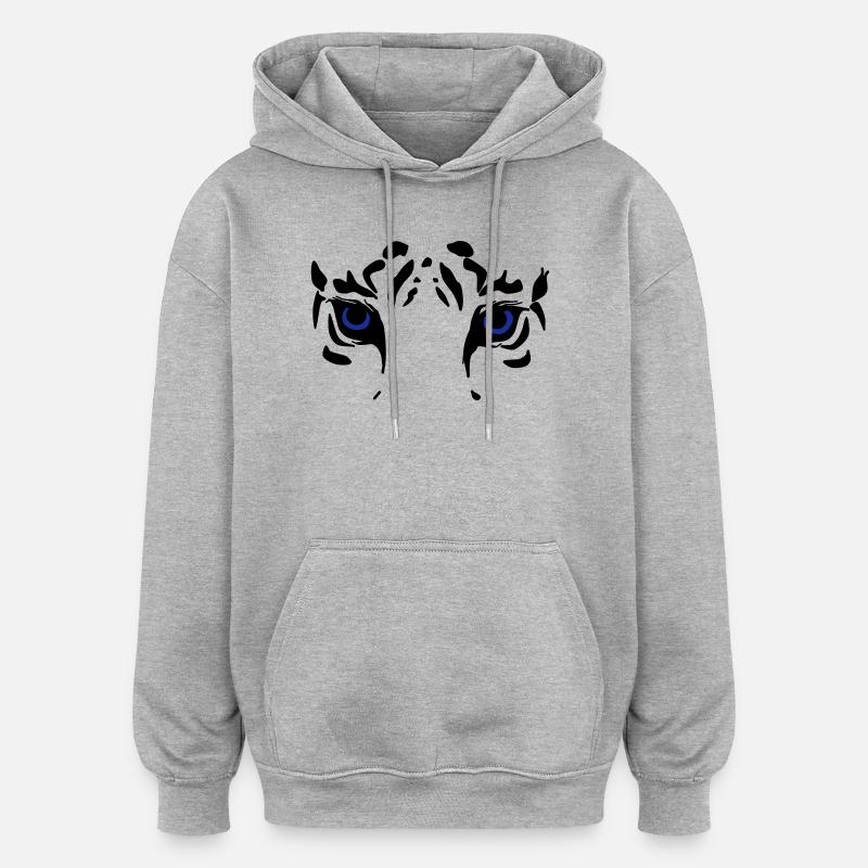 tête de tigre - Sweat à capuche oversize unisexe - gris chiné