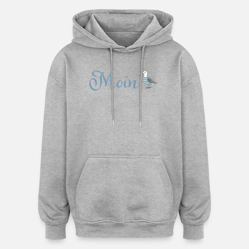 Moin Mouette - Sweat à capuche oversize unisexe - gris chiné