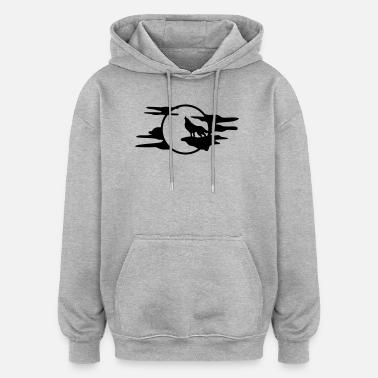 Der schwarze Wolf - Oversized Unisex Hoodie - Grau meliert