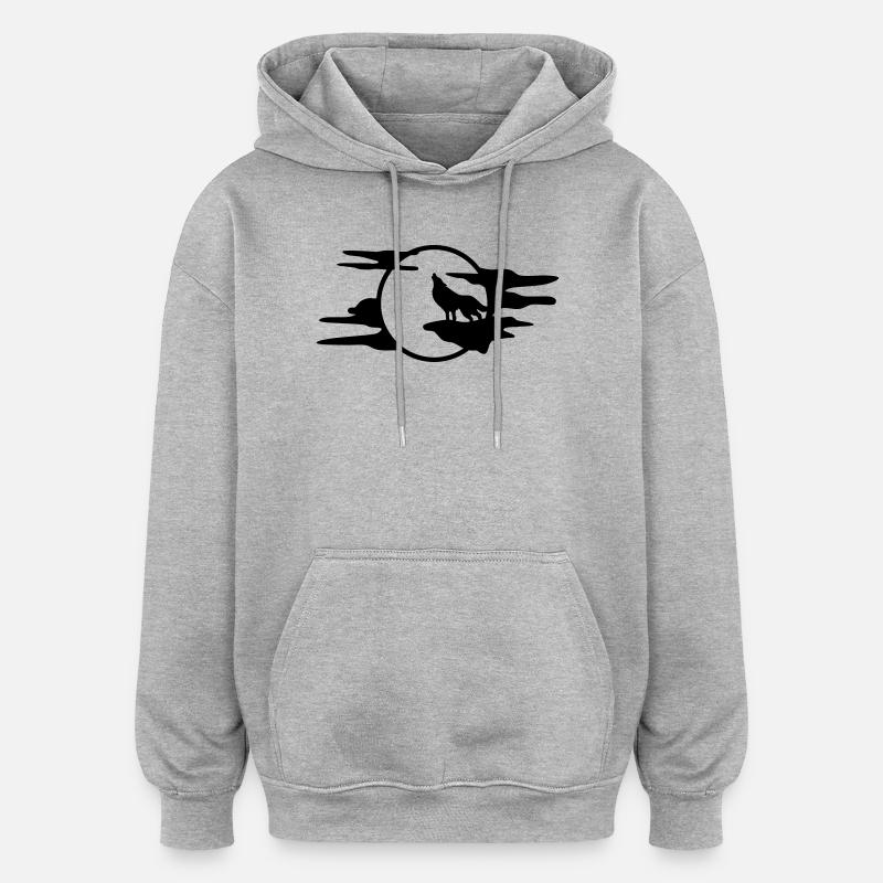 The Black Wolf - Oversized Unisex Hoodie - heather grey
