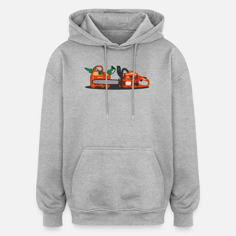 Chainsaw and Combi container - Oversized Unisex Hoodie - heather grey