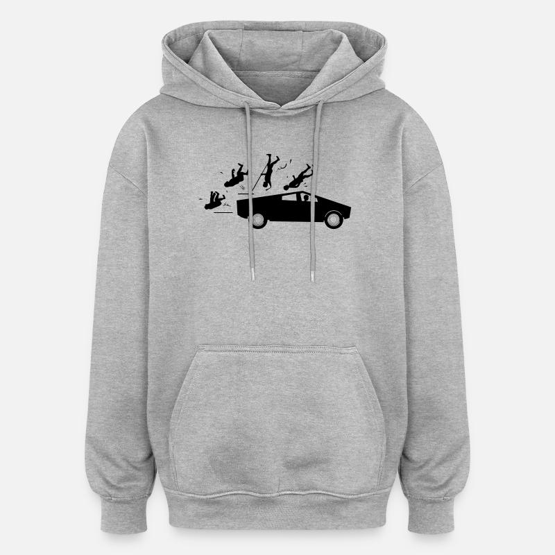 Evolution Unfall Tesla Cybertruck von Musk - Oversized Unisex Hoodie - Grau meliert