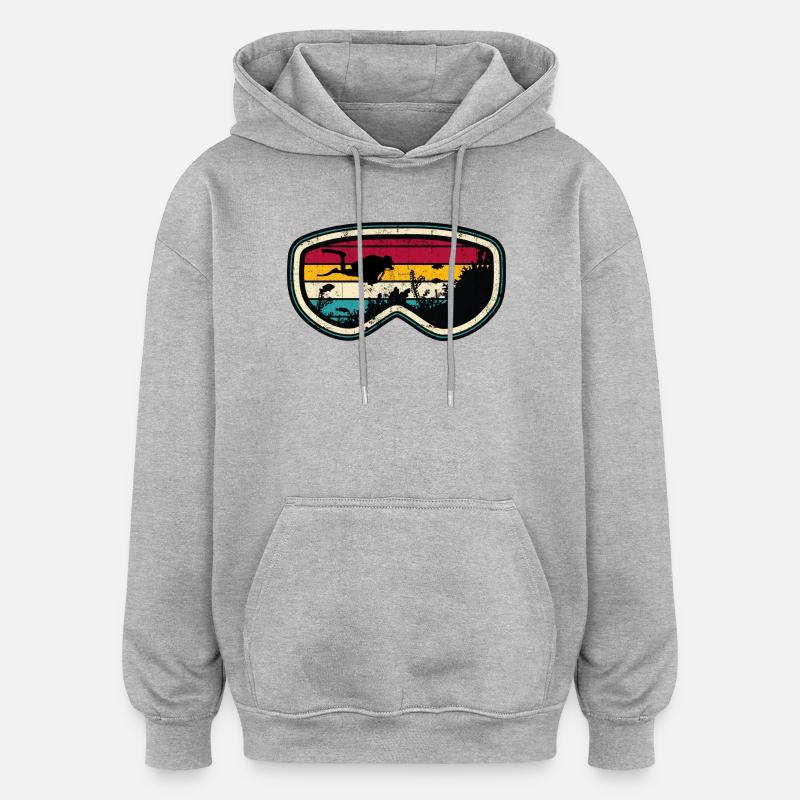 Retro Diver Sunset Silhouette - Sweat à capuche oversize unisexe - gris chiné