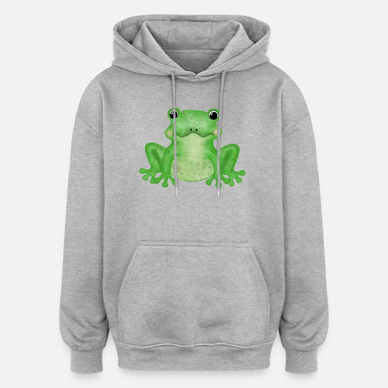 Frosch - Sweat à capuche oversize unisexe - gris chiné