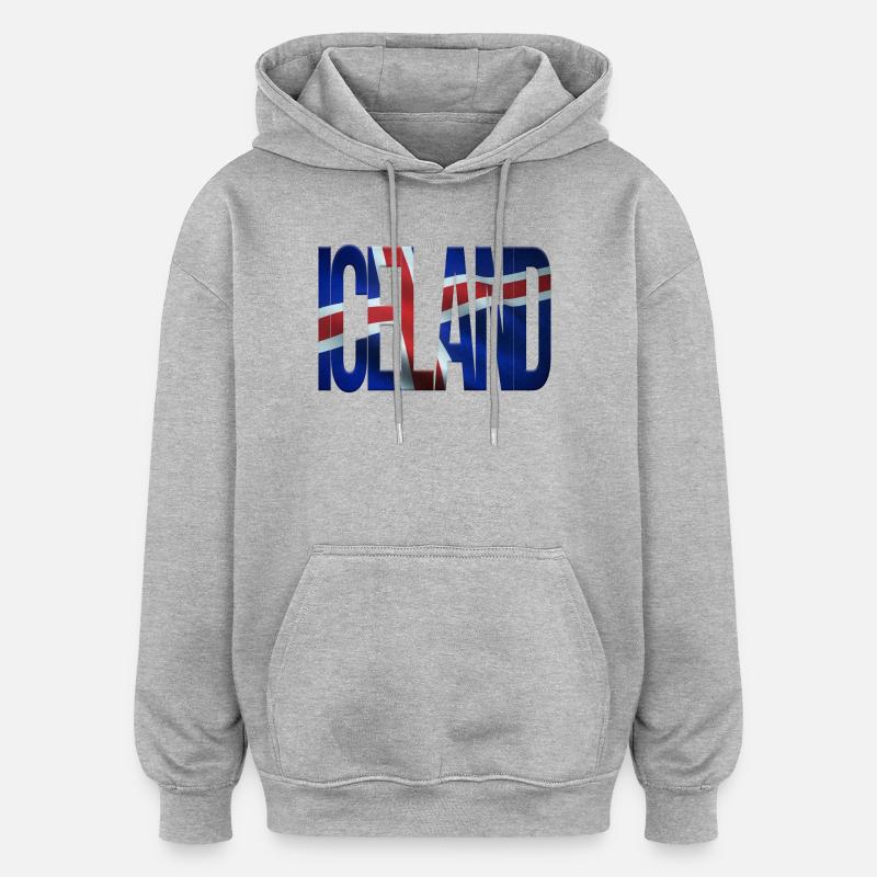 Island Design mit Flaggenmuster - Oversized Unisex Hoodie - Grau meliert