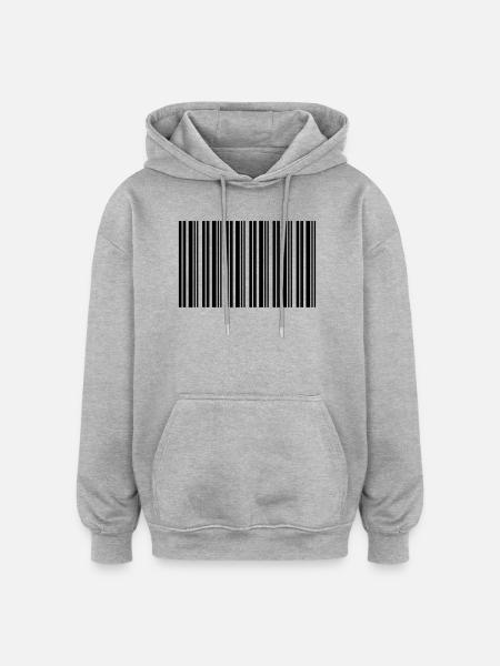 Barcode Strichcode Nerd IT Technik Design - Oversized Unisex Hoodie - Grau meliert