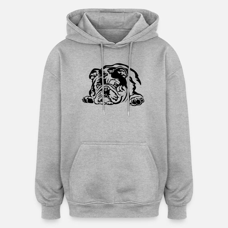 Bouledogue anglaise - Sweat à capuche oversize unisexe - gris chiné