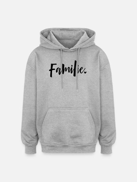 Familie Herz - Oversized Unisex Hoodie - Grau meliert