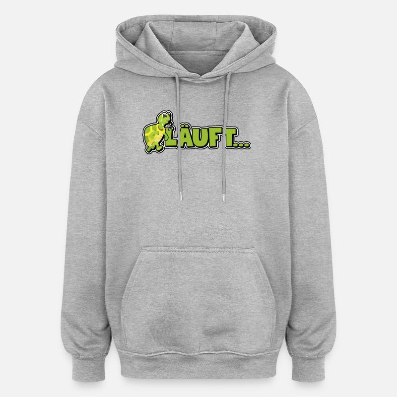 Läuft... - Schildkröte - Oversized Unisex Hoodie - Grau meliert