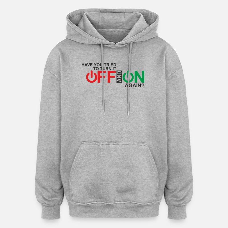Lebendiges Design der Ein-/Aus-Taste - Oversized Unisex Hoodie - Grau meliert