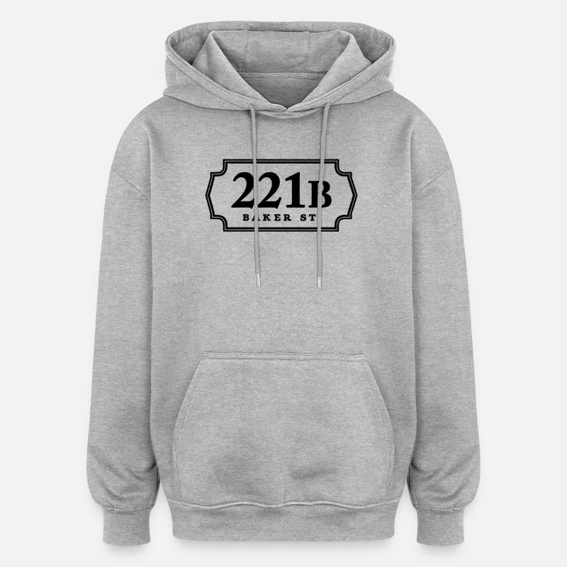 221b Baker st - Sweat à capuche oversize unisexe - gris chiné