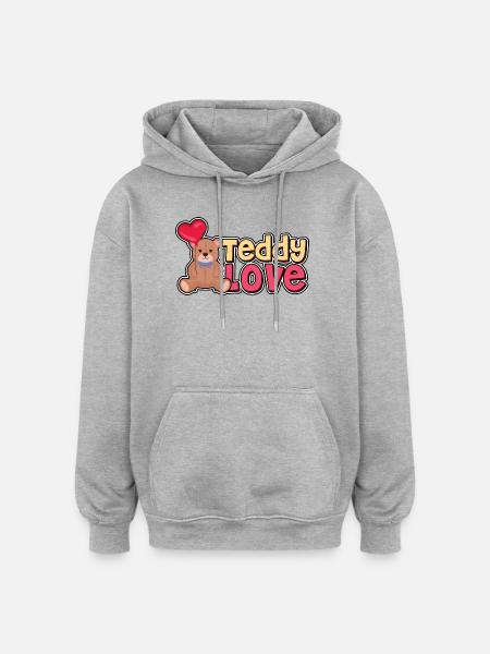 Teddy Love - Bear - Bears - Oversized Unisex Hoodie - heather grey