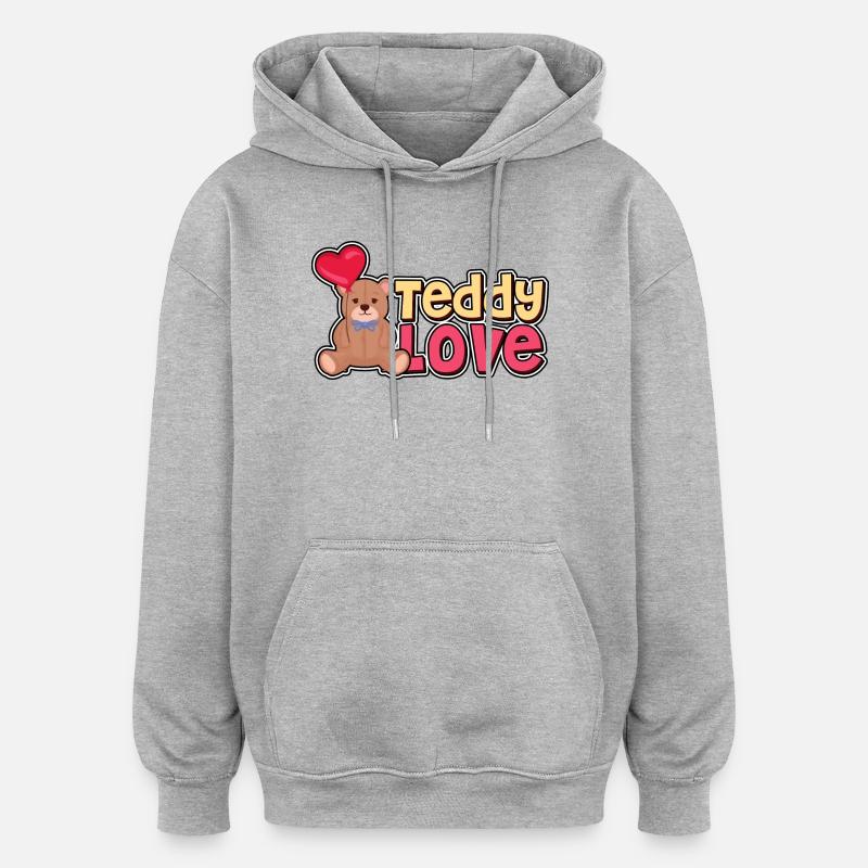 Teddy Amour - Ours - Ours - Sweat à capuche oversize unisexe - gris chiné