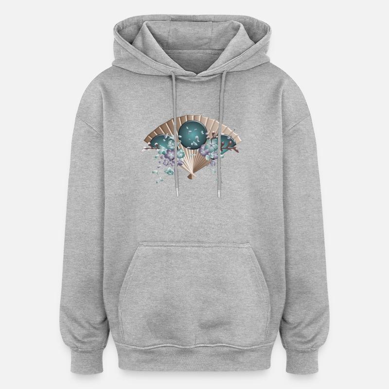 Japonais Mode Style Fleur de cerisier japonais - Sweat à capuche oversize unisexe - gris chiné