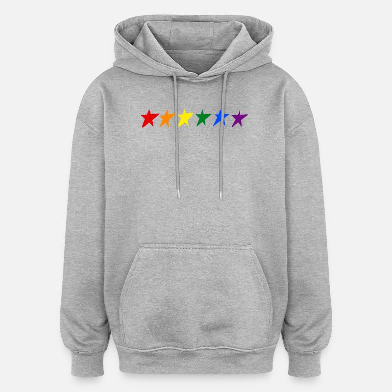 STERNE MIT LGTB-FARBEN - Oversized Unisex Hoodie - Grau meliert