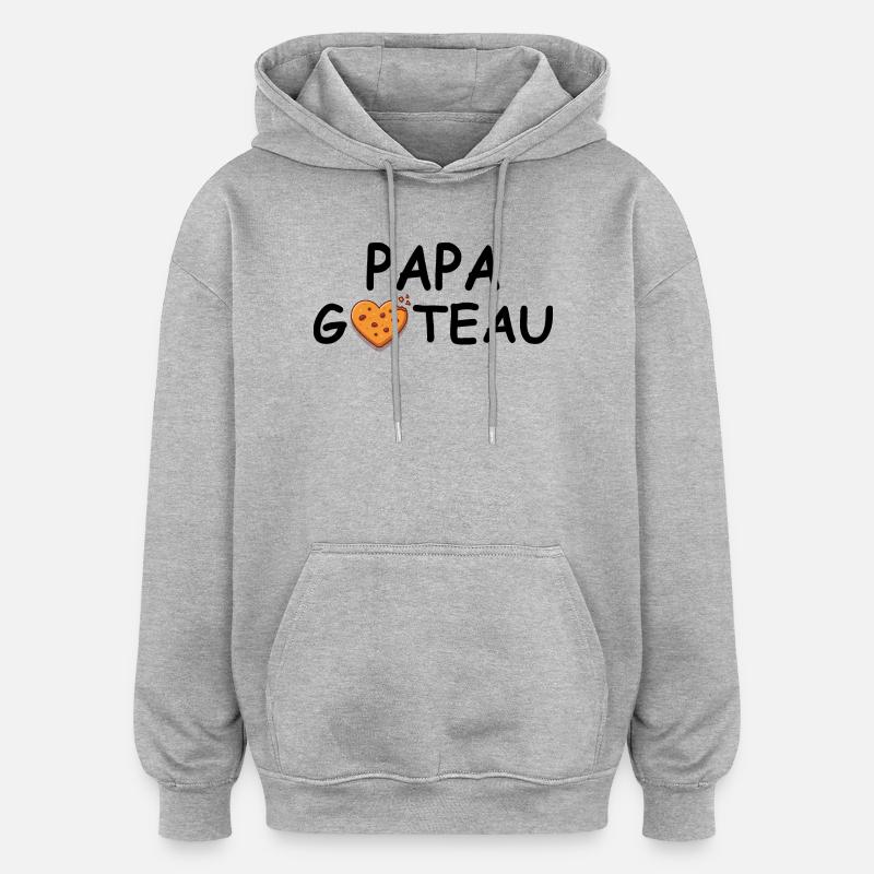 Papa gâteau - Cadeau papa Cuisine - Sweat à capuche oversize unisexe - gris chiné