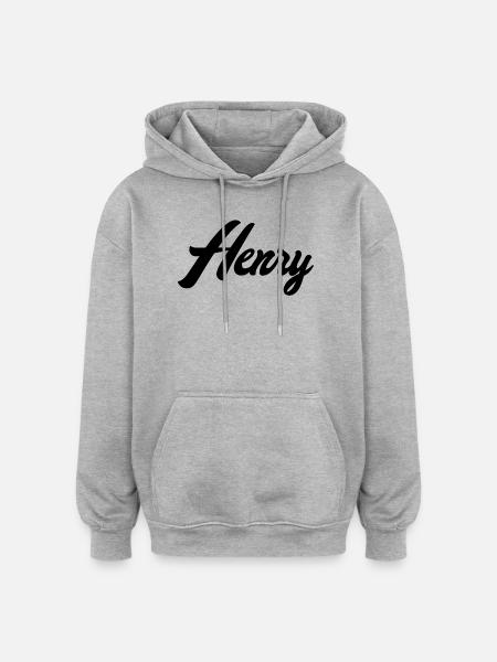 Henry Name Black - Oversized Unisex Hoodie - heather grey