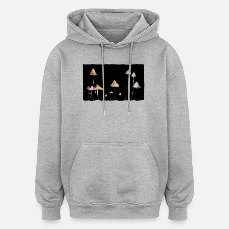 Champignons - Sweat à capuche oversize unisexe - gris chiné