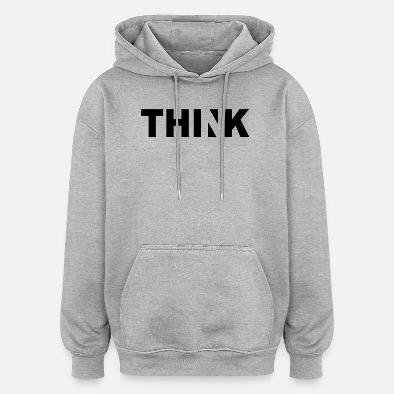 THINK - Sweat à capuche oversize unisexe - gris chiné