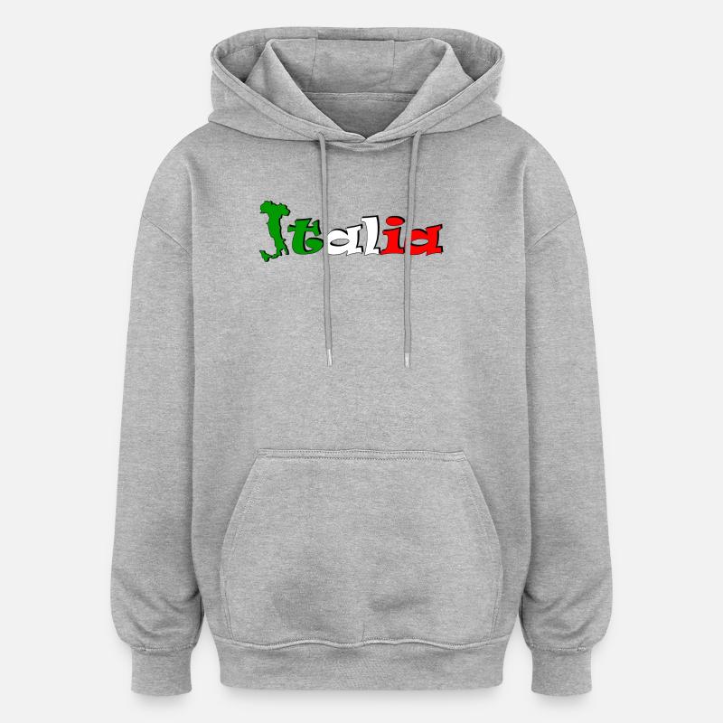 T-shirt logo Italia - Sweat à capuche oversize unisexe - gris chiné