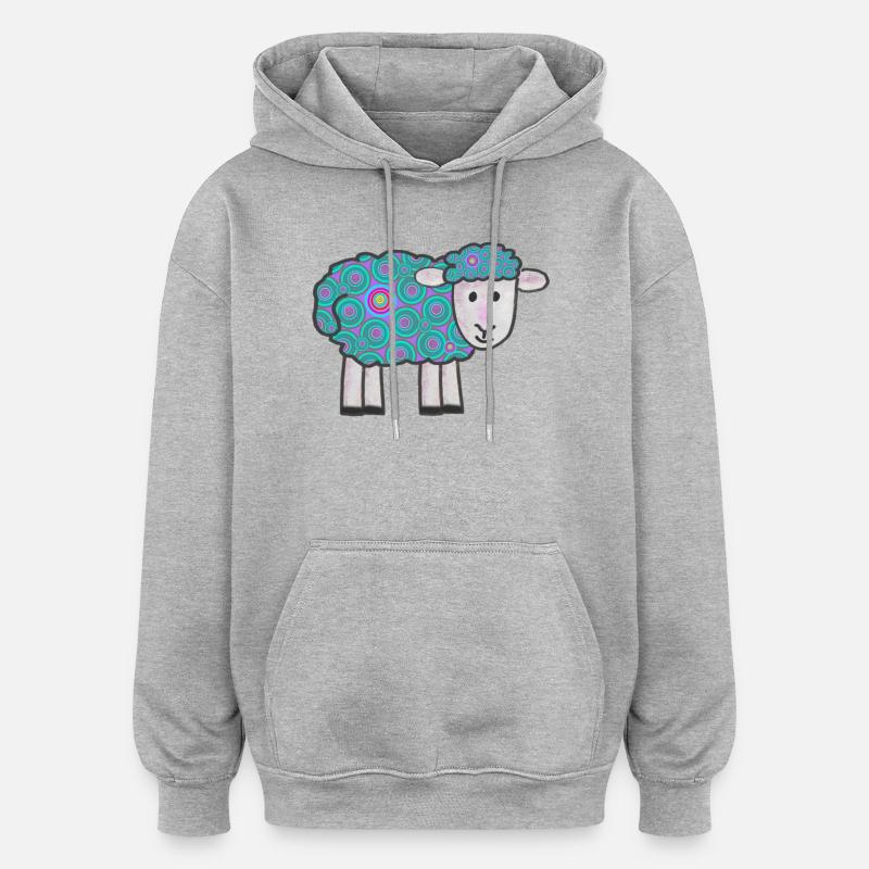 Spiralfarbenes Schäfchen Muster - Oversized Unisex Hoodie - Grau meliert