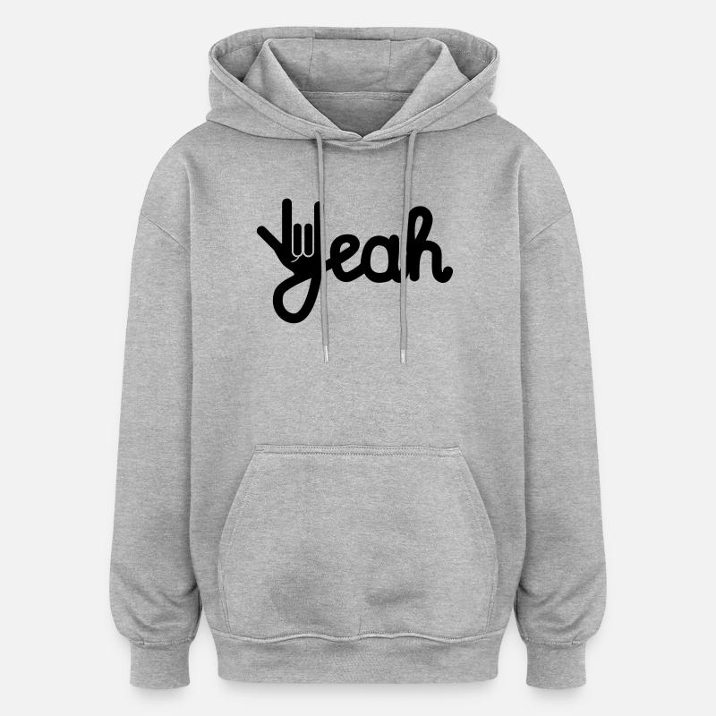 Yeah - Oversized Unisex Hoodie - Grau meliert