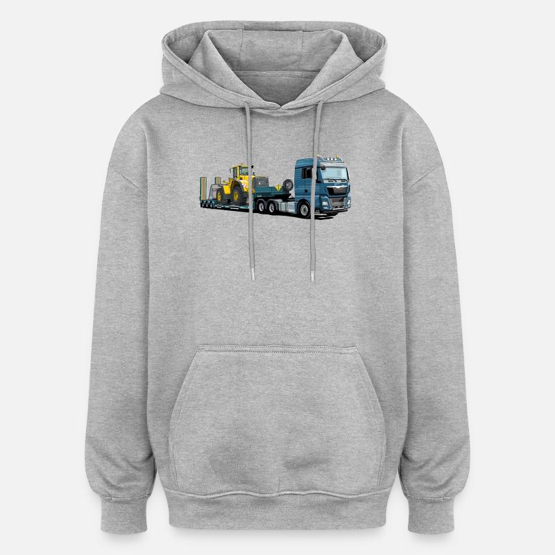 Low-loader with excavator - Oversized Unisex Hoodie - heather grey