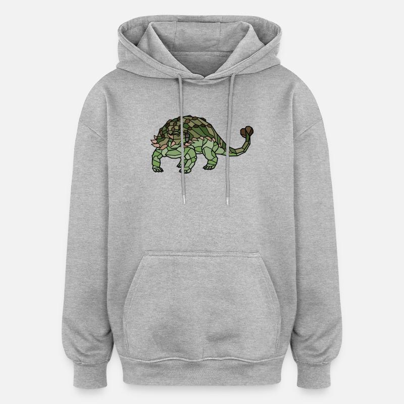 Ankylosaurus - Sweat à capuche oversize unisexe - gris chiné