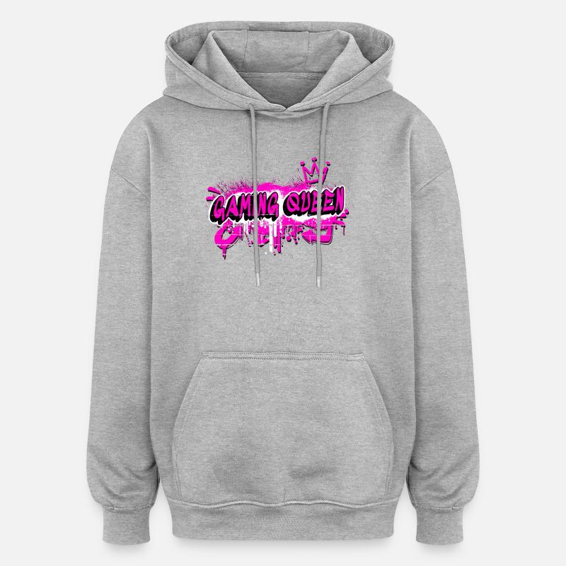 Graffiti Reine Gaming - Sweat à capuche oversize unisexe - gris chiné