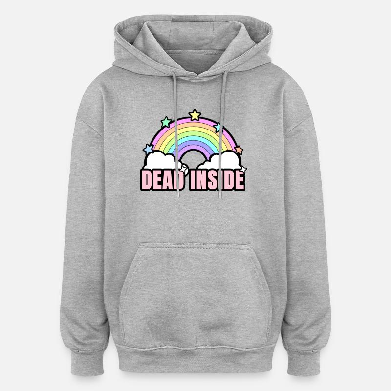 Dead Inside Rainbow - Sweat à capuche oversize unisexe - gris chiné