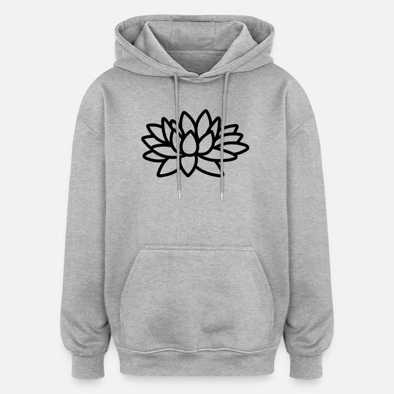 Fleur de lotus - Sweat à capuche oversize unisexe - gris chiné