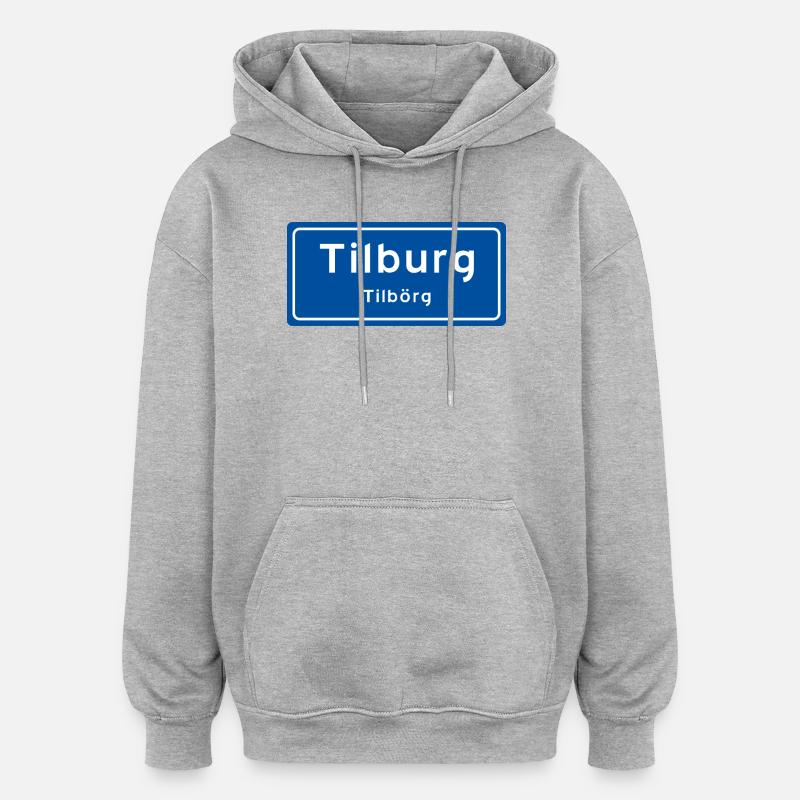 Tilburg Ortsschild - Oversized Unisex Hoodie - Grau meliert