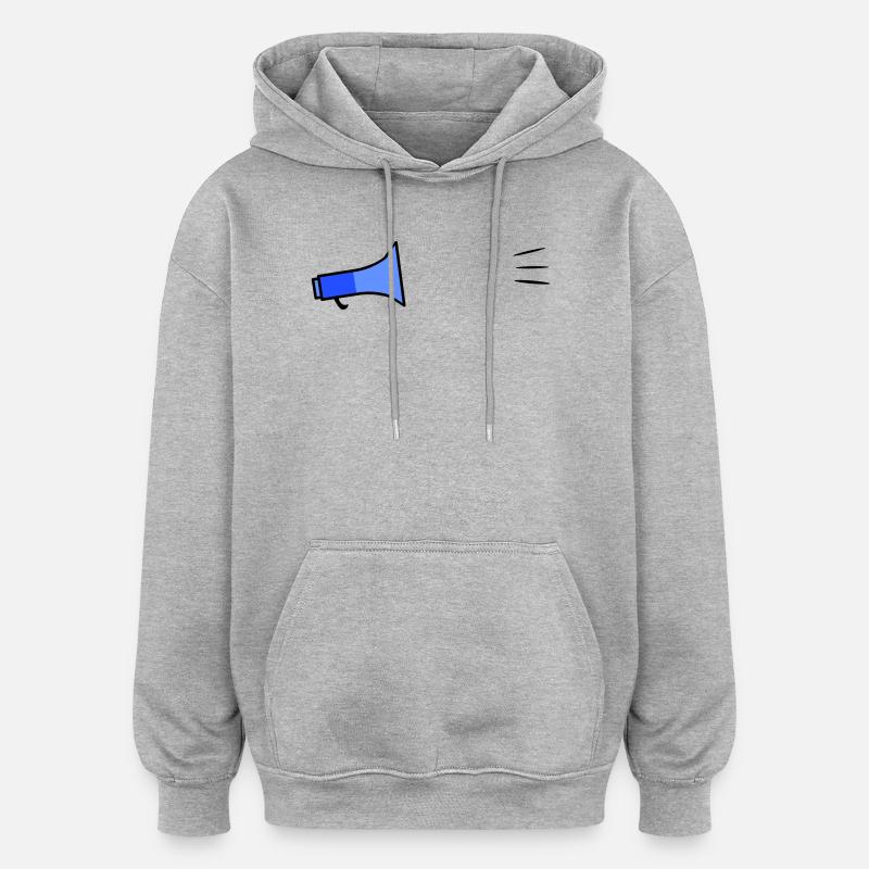 Modèle de texte Megafon - Sweat à capuche oversize unisexe - gris chiné