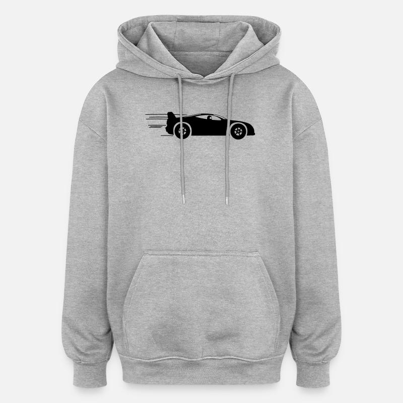 Voitures de sport et courses - Sweat à capuche oversize unisexe - gris chiné