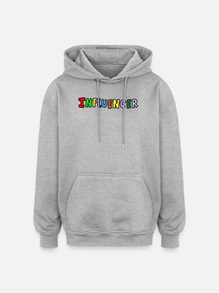 influenceur - Sweat à capuche oversize unisexe - gris chiné