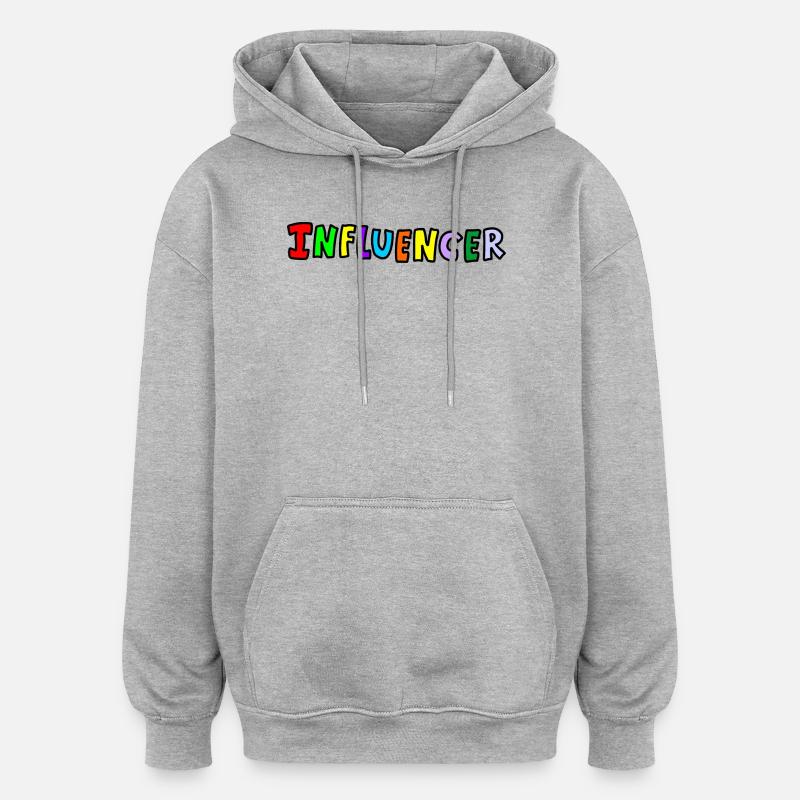 influenceur - Sweat à capuche oversize unisexe - gris chiné