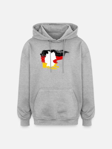 Germany Map in Flag Brush - Oversized Unisex Hoodie - heather grey