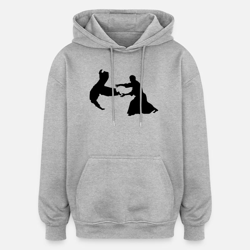 Aikido-Wurf - Oversized Unisex Hoodie - Grau meliert